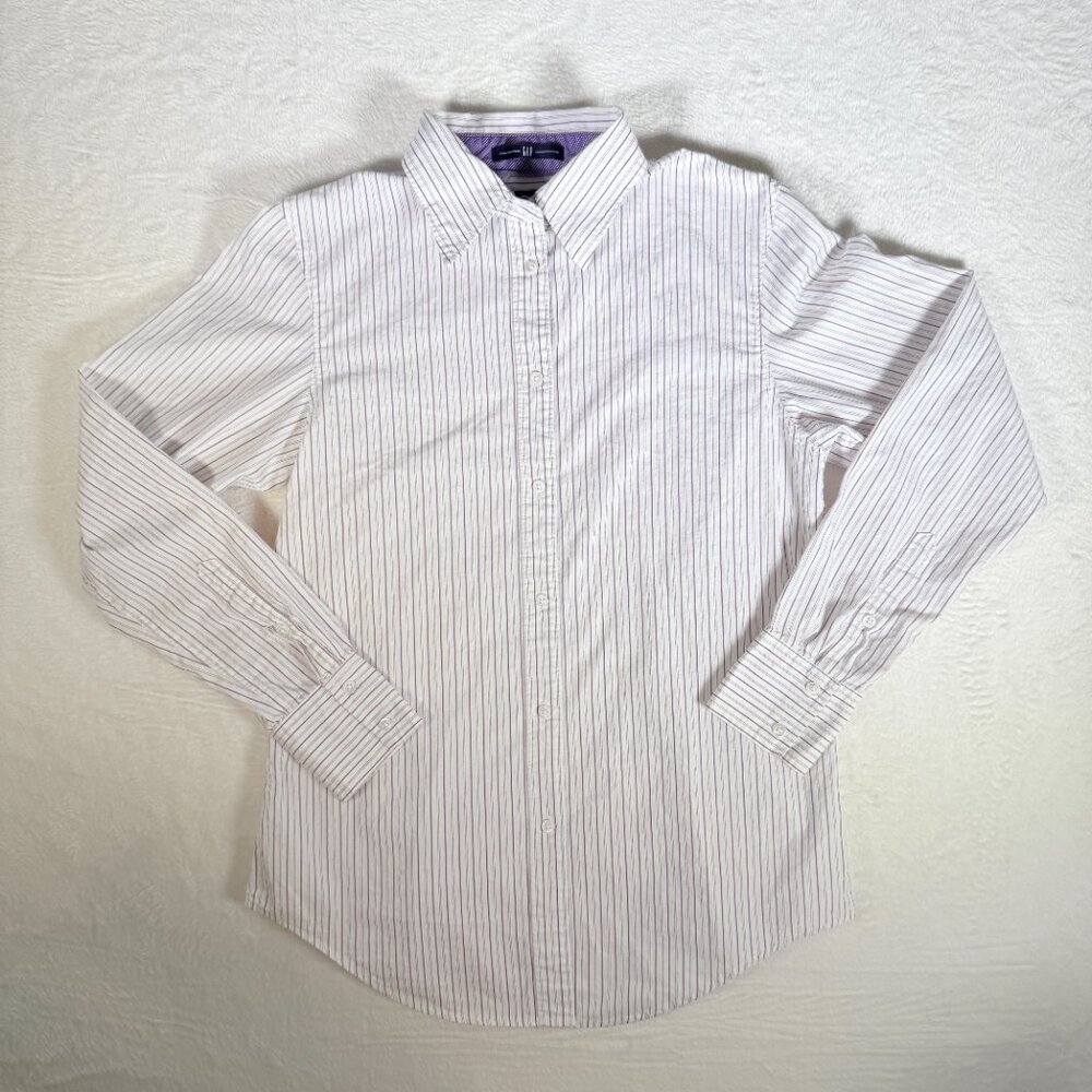 Gap‎ Fitted Womens Button Down Purple Stripped Buisness/Office wear Size 10